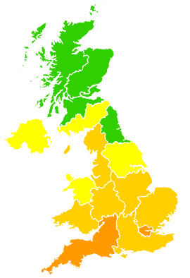 Click on a region for air pollution levels for 26/06/2024