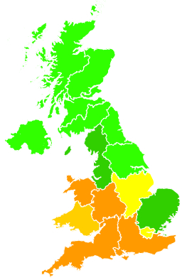 Click on a region for air pollution levels for 26/06/2026