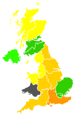 Click on a region for air pollution levels for 26/07/1991