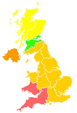 Click on a region for air pollution levels for 26/07/1995