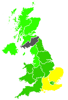 Click on a region for air pollution levels for 26/07/1998