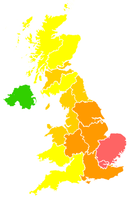 Click on a region for air pollution levels for 26/07/2006