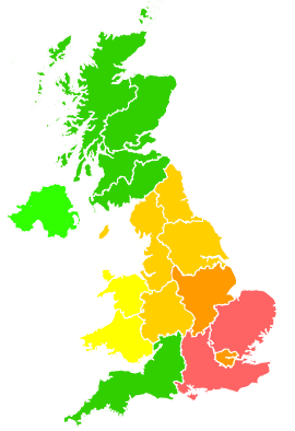 Click on a region for air pollution levels for 26/07/2018