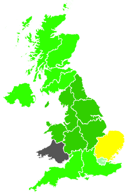 Click on a region for air pollution levels for 26/08/1988