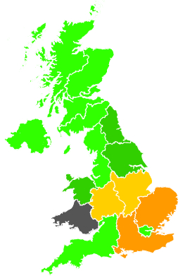 Click on a region for air pollution levels for 26/08/1990