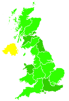 Click on a region for air pollution levels for 26/08/1993