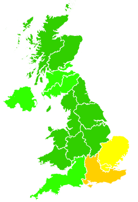 Click on a region for air pollution levels for 26/08/2001