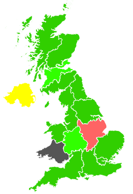 Click on a region for air pollution levels for 26/09/1990