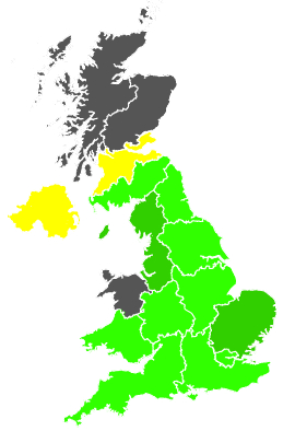Click on a region for air pollution levels for 26/09/1993
