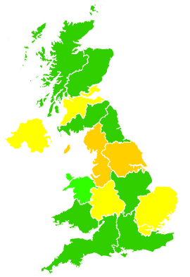 Click on a region for air pollution levels for 26/09/1998
