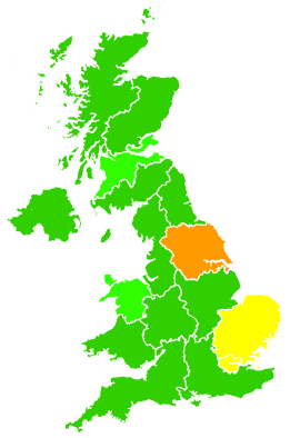 Click on a region for air pollution levels for 26/09/2001