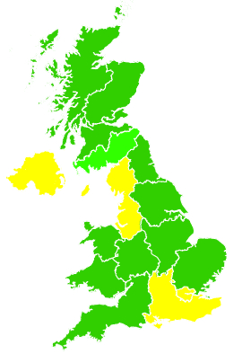 Click on a region for air pollution levels for 26/09/2003