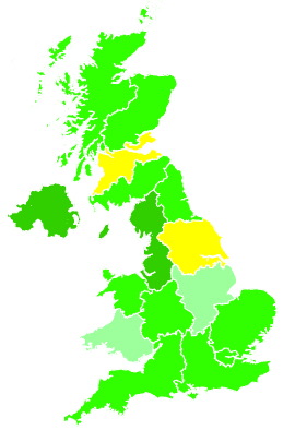 Click on a region for air pollution levels for 26/10/1992