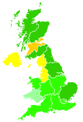 Click on a region for air pollution levels for 26/10/1993