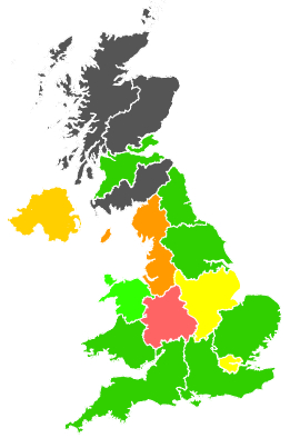 Click on a region for air pollution levels for 26/10/1997