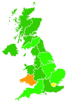 Click on a region for air pollution levels for 26/10/2005