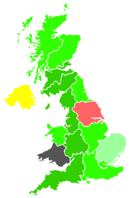 Click on a region for air pollution levels for 26/11/1991