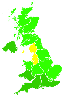 Click on a region for air pollution levels for 26/11/1995