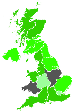 Click on a region for air pollution levels for 26/12/1987