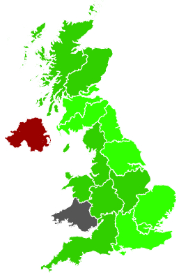 Click on a region for air pollution levels for 26/12/1989