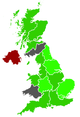 Click on a region for air pollution levels for 27/01/1990