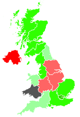 Click on a region for air pollution levels for 27/01/1991