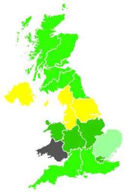Click on a region for air pollution levels for 27/01/1992