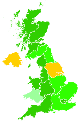 Click on a region for air pollution levels for 27/01/1993
