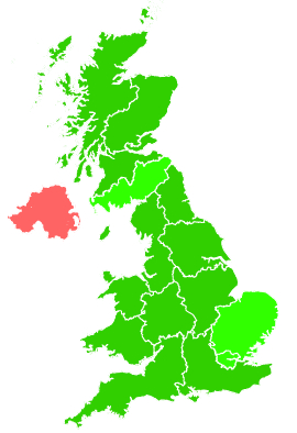 Click on a region for air pollution levels for 27/01/1995