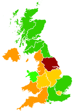 Click on a region for air pollution levels for 27/01/1997