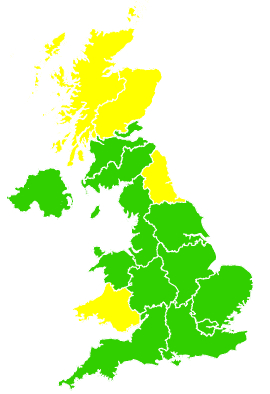 Click on a region for air pollution levels for 27/02/1999