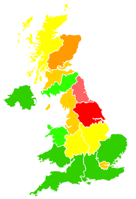 Click on a region for air pollution levels for 27/02/2003