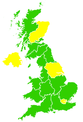 Click on a region for air pollution levels for 27/02/2004