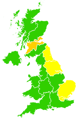 Click on a region for air pollution levels for 27/02/2005