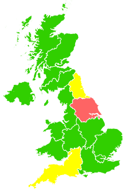 Click on a region for air pollution levels for 27/03/1993