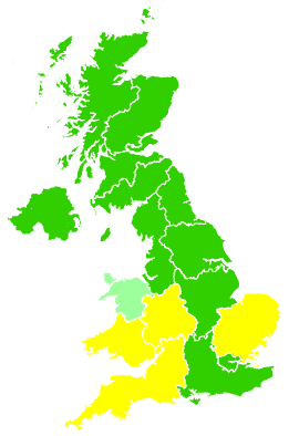 Click on a region for air pollution levels for 27/03/2006