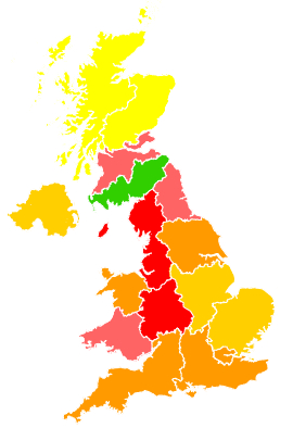 Click on a region for air pollution levels for 27/03/2007