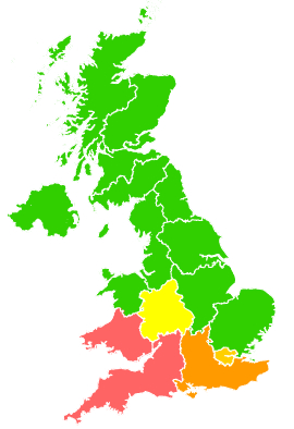 Click on a region for air pollution levels for 27/03/2011
