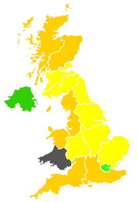 Click on a region for air pollution levels for 27/04/1991