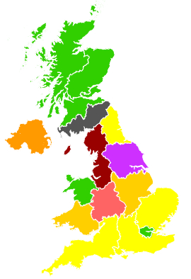 Click on a region for air pollution levels for 27/04/1993