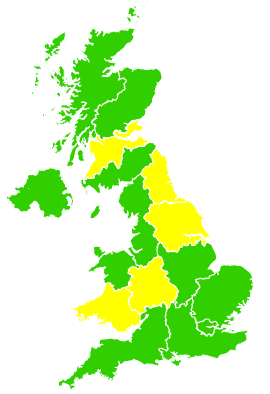 Click on a region for air pollution levels for 27/04/1995