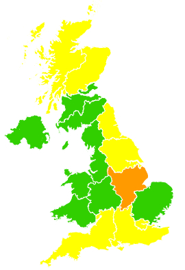 Click on a region for air pollution levels for 27/04/1998