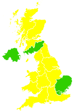Click on a region for air pollution levels for 27/04/2001