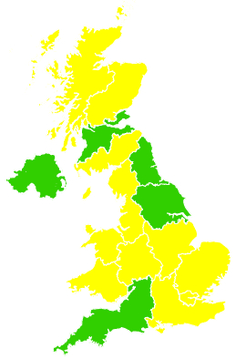 Click on a region for air pollution levels for 27/04/2009