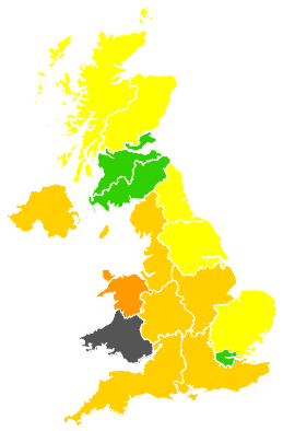 Click on a region for air pollution levels for 27/05/1990