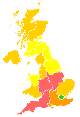 Click on a region for air pollution levels for 27/05/1992