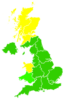 Click on a region for air pollution levels for 27/05/1993