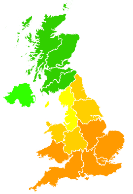 Click on a region for air pollution levels for 27/05/1999