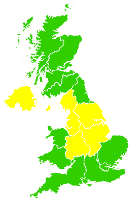 Click on a region for air pollution levels for 27/05/2000