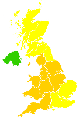 Click on a region for air pollution levels for 27/06/1999
